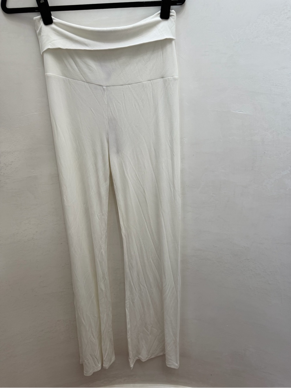 SKIMS Cream High-Waist Wide-Leg Knit Pants